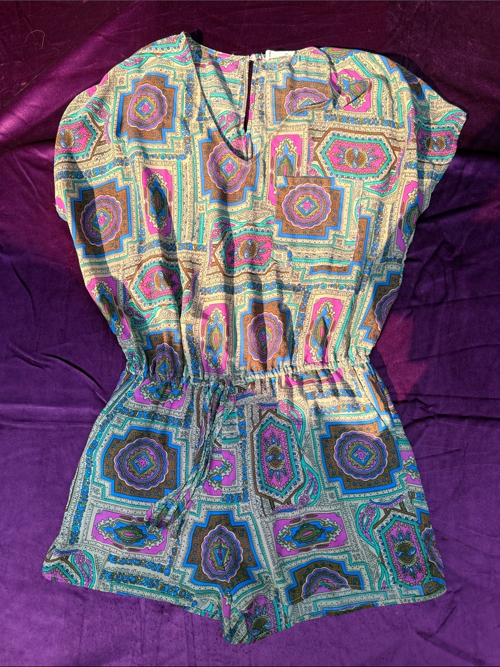 dolman sleeve v-neck retro festival romper